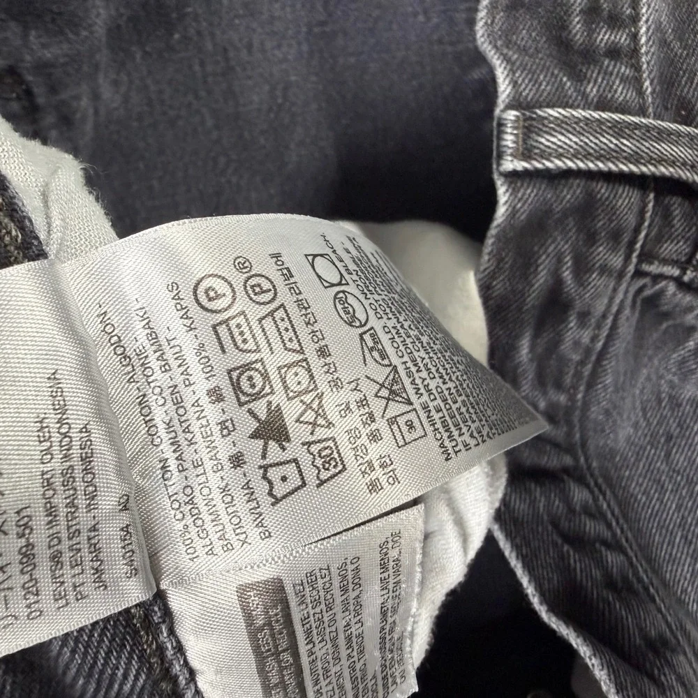 Levis 501 Mens Original Fit Straight Leg Button Fly Black Denim Jeans 38x30